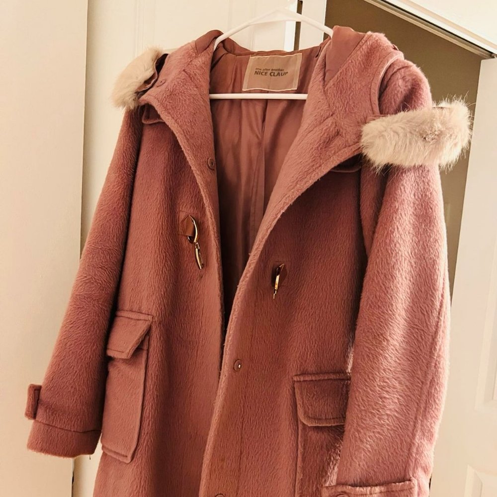 Dark Pink woolen fit Coat